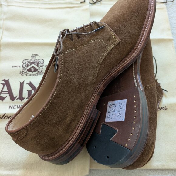 Alden Plain Toe Blucher in Snuff Suede, 10D - Picture 4 of 14
